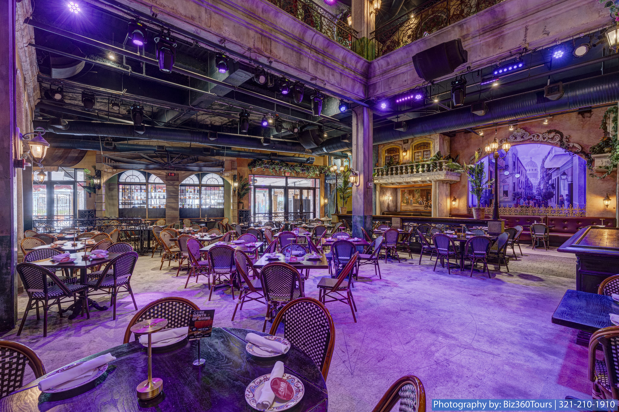 An interior photography of Cuba Libre Restaurant and Rum Bar in Orlando, Florida on International Drive. Photography by: Biz360Tours